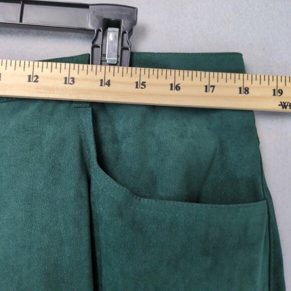 Talbots Green 2pc Outfit Women's 18/L Wool Blend Shirt & Faux Suede 35x30" Pants - Picture 6 of 10